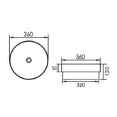 SEMI INSET ROUND 355X355X120 MATTE WHITE BASIN